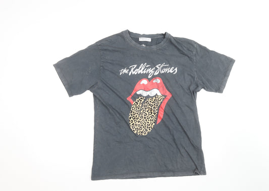 Stradivarius Womens Black Rolling Stones Graphic T-Shirt Size L