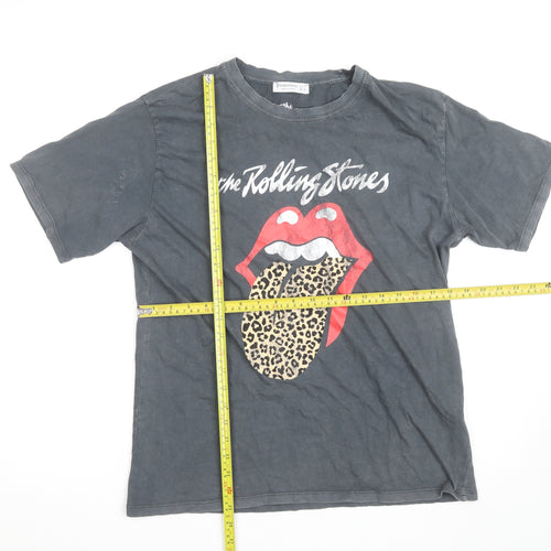 Stradivarius Womens Black Rolling Stones Graphic T-Shirt Size L