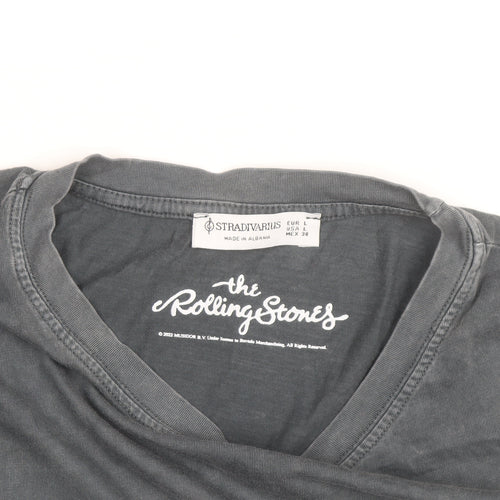 Stradivarius Womens Black Rolling Stones Graphic T-Shirt Size L