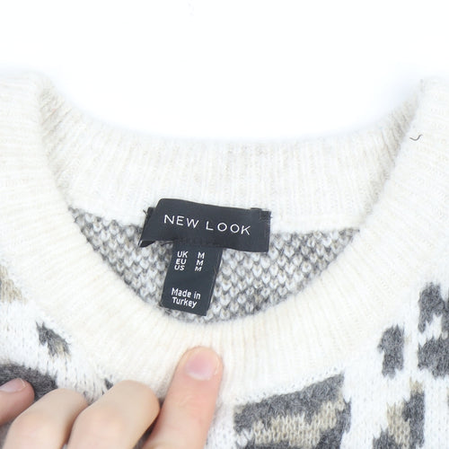 New Look Womens Beige Leopard Knit Sleeveless Vest Jumper Size M