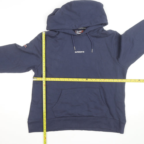 Superdry Men's Blue Pullover Hoodie XL Regular Fit Logo Sweatshirt