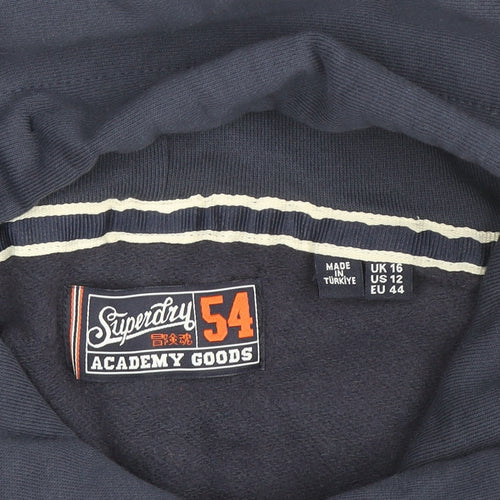 Superdry Men's Blue Pullover Hoodie XL Regular Fit Logo Sweatshirt