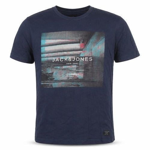 Jack & Jones Mens Navy Graphic Print Crew Neck Short Sleeve T-Shirt Size L