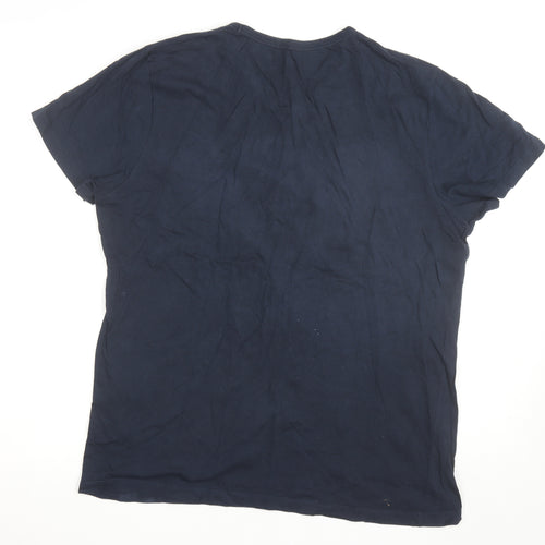 Jack & Jones Mens Navy Graphic Print Crew Neck Short Sleeve T-Shirt Size L