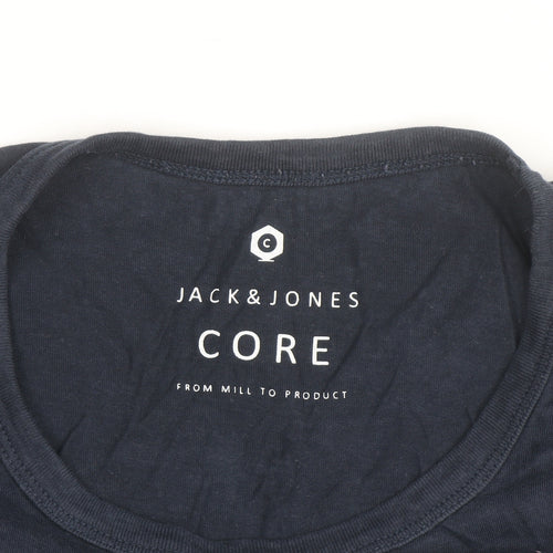 Jack & Jones Mens Navy Graphic Print Crew Neck Short Sleeve T-Shirt Size L