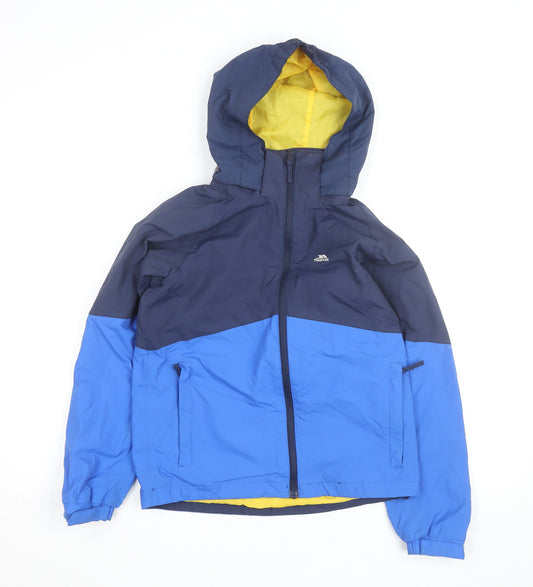Trespass Boys Blue Waterproof Hooded Rain Coat Jacket 9-10 Years