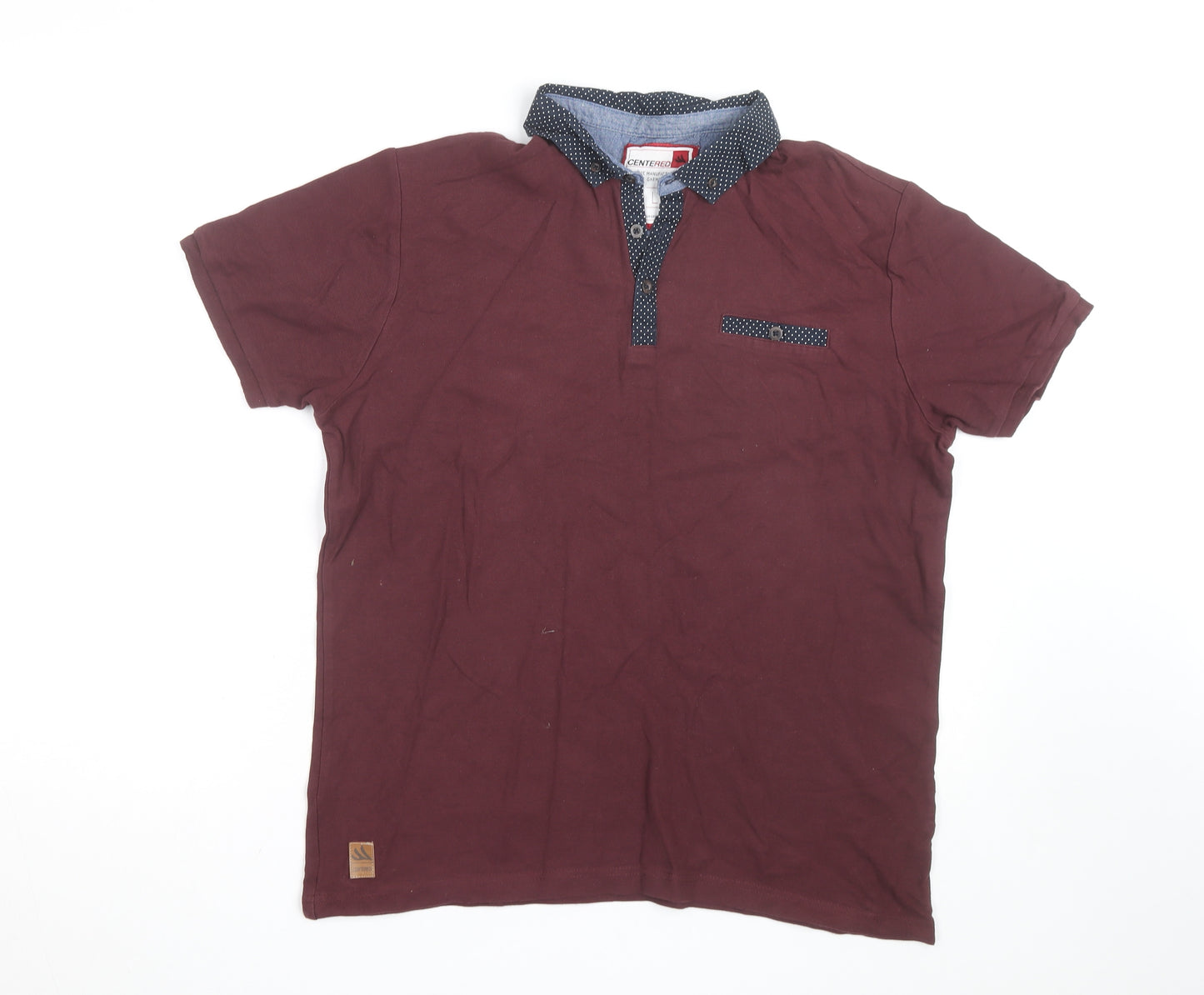 Centered Men’s Brown Cotton Short Sleeve Polo Shirt L