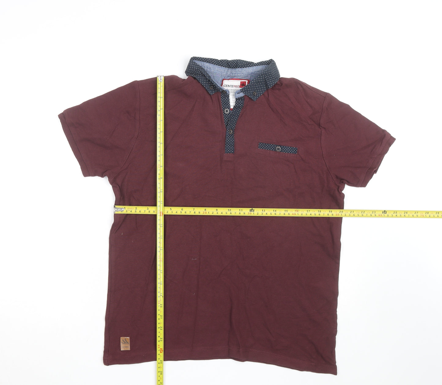 Centered Men’s Brown Cotton Short Sleeve Polo Shirt L