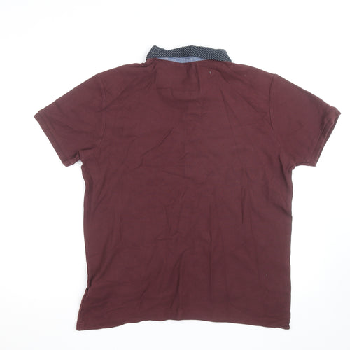 Centered Men’s Brown Cotton Short Sleeve Polo Shirt L