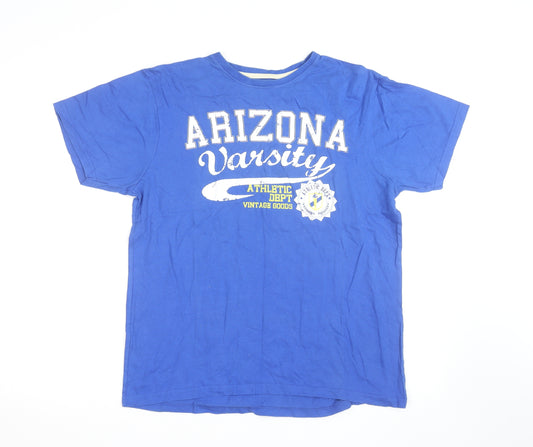 Cargo Quay Men's Blue Arizona Varsity Athletic Dept Cotton T-Shirt L