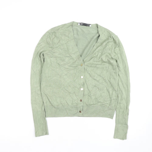 Zara Women’s Green V-Neck Button Cardigan Size S