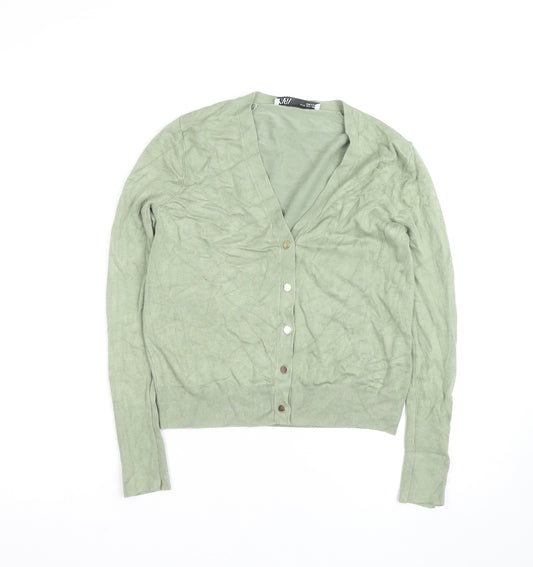 Zara Women’s Green V-Neck Button Cardigan Size S