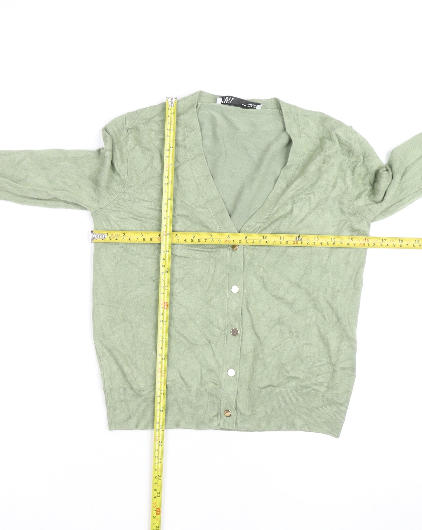 Zara Women’s Green V-Neck Button Cardigan Size S