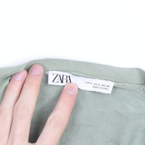 Zara Women’s Green V-Neck Button Cardigan Size S