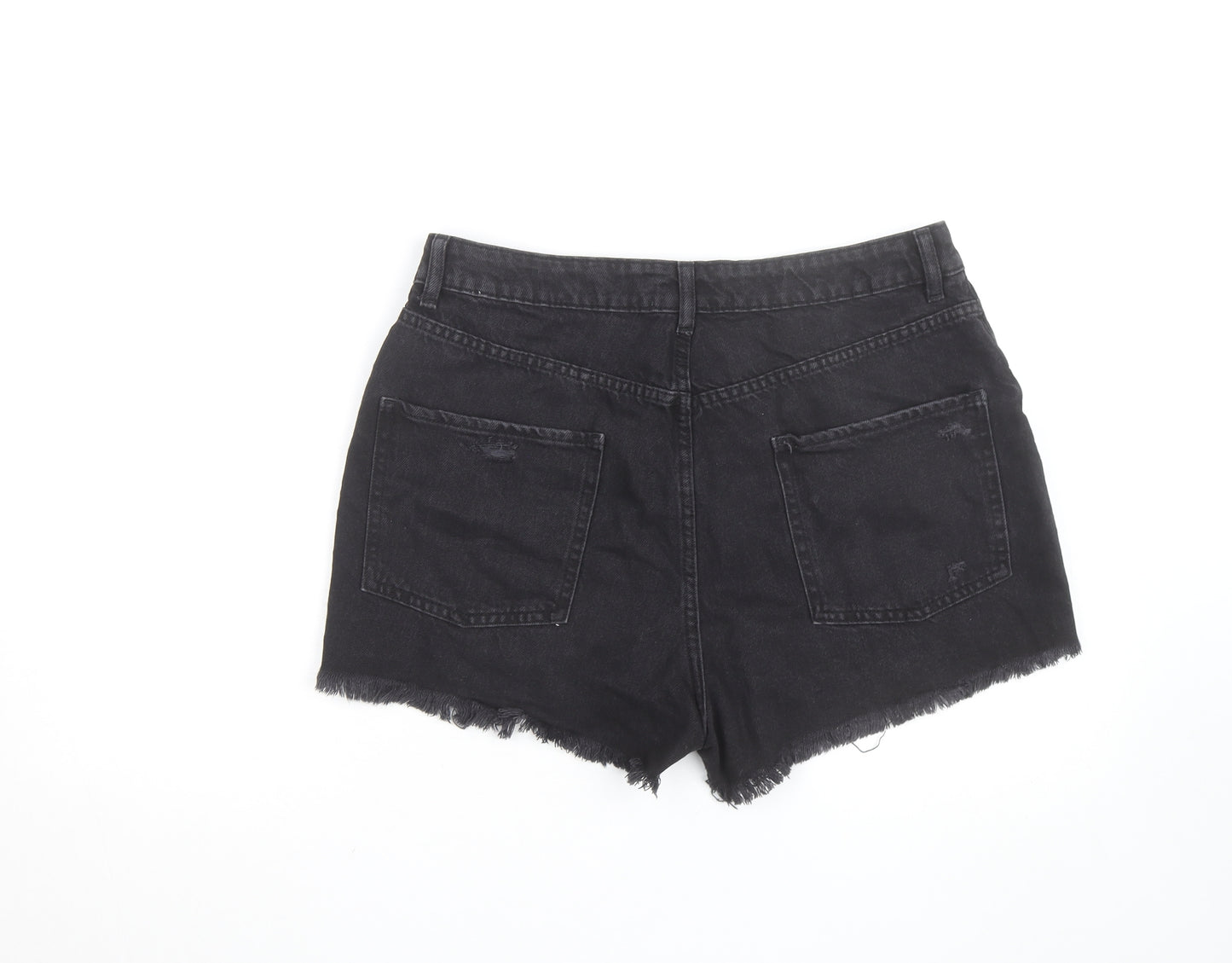 Primark Women’s Black High Rise Distressed Denim Cut-Off Shorts Size 16