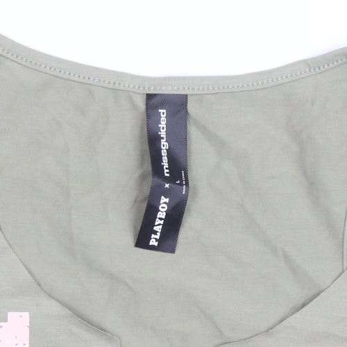 Playboy x Missguided Womens Green Cropped Tank Top L