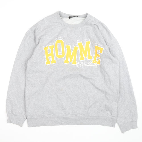 boohooMAN Grey HOMME Worldwide Sweatshirt Women Small Crew Neck Pullover
