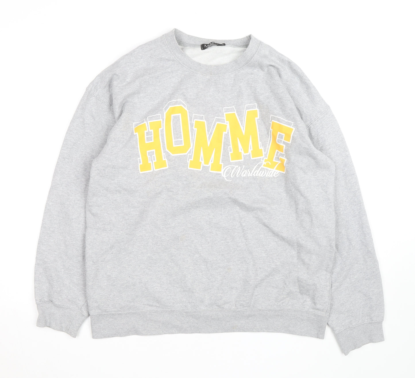 boohooMAN Grey HOMME Worldwide Sweatshirt Women Small Crew Neck Pullover