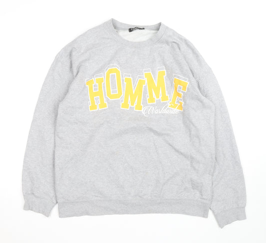 boohooMAN Grey HOMME Worldwide Sweatshirt Women Small Crew Neck Pullover