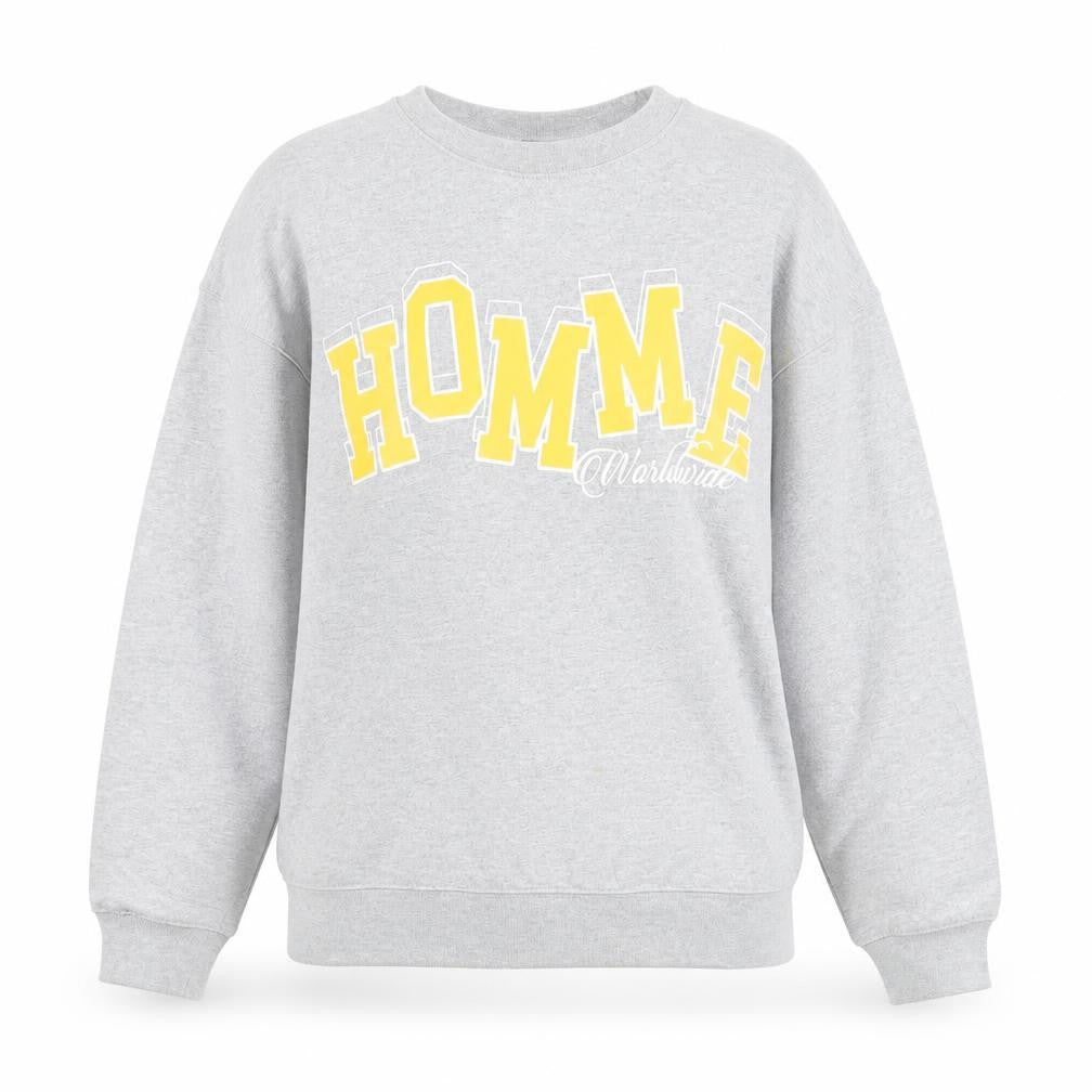 Front view of boohooMAN Grey HOMME Worldwide Sweatshirt Women Small Crew Neck Pullover