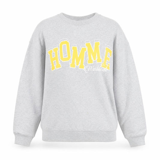 Front view of boohooMAN Grey HOMME Worldwide Sweatshirt Women Small Crew Neck Pullover