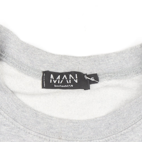 boohooMAN Grey HOMME Worldwide Sweatshirt Women Small Crew Neck Pullover