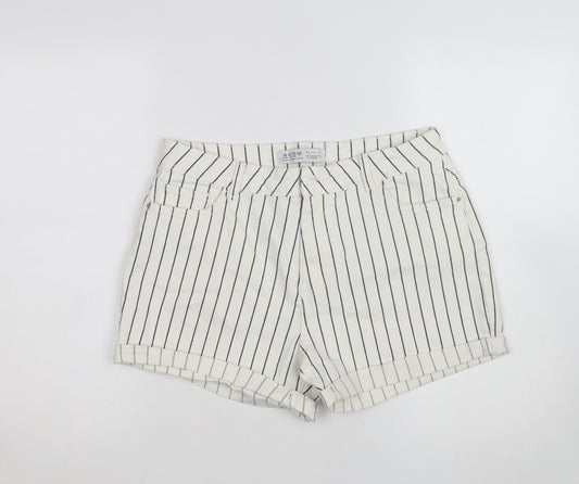Primark Denim Co Women’s White Striped Chino Shorts Size 14