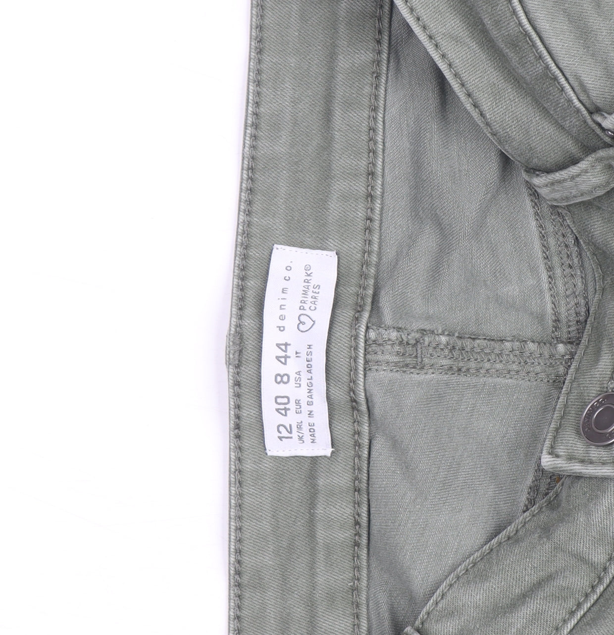 Primark Women’s Green Skinny Jeans Size 12 Stretch Denim