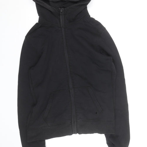 H&M Men Black Full Zip Fleece Hoodie Size M Regular Fit