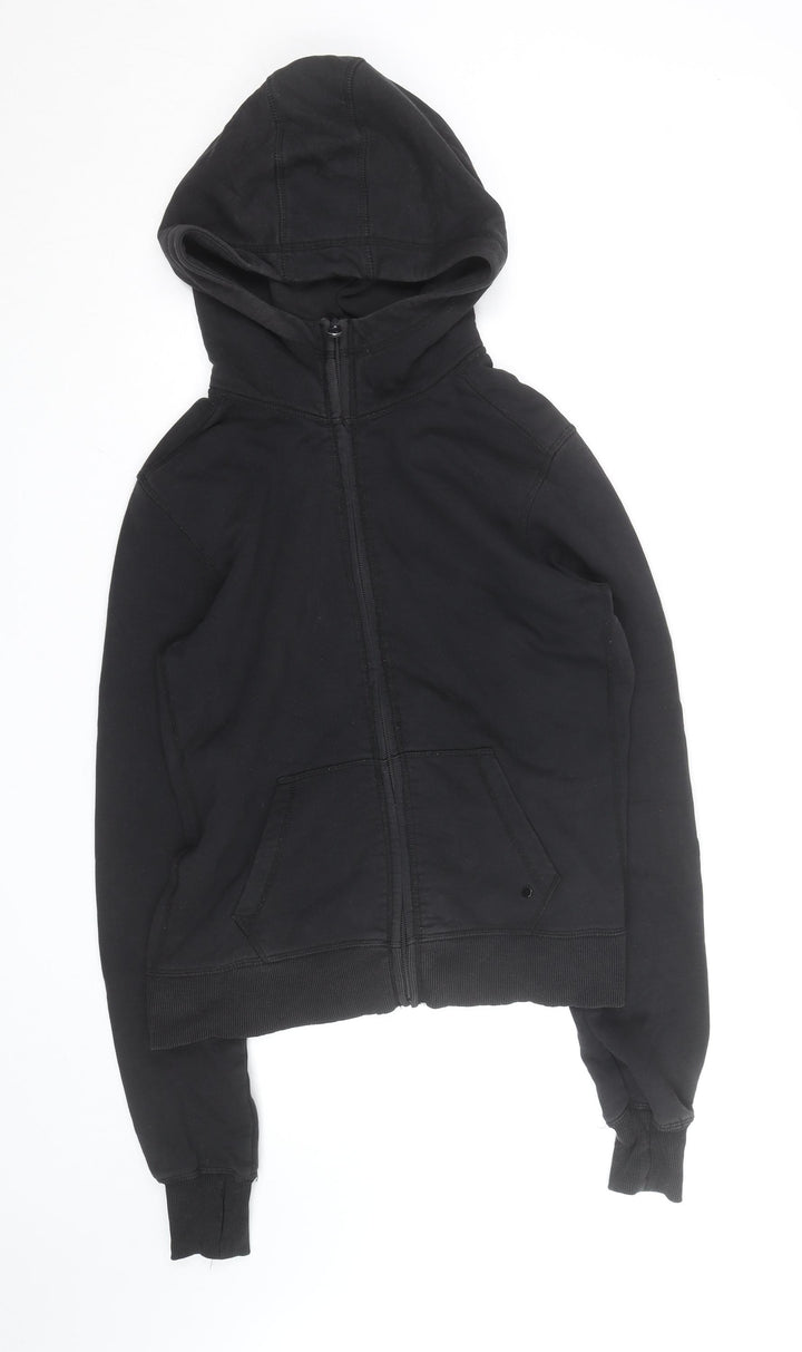 H&M Men Black Full Zip Fleece Hoodie Size M Regular Fit