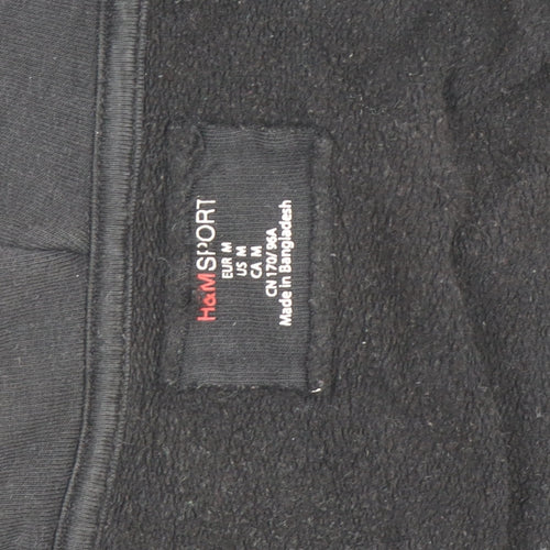 H&M Men Black Full Zip Fleece Hoodie Size M Regular Fit