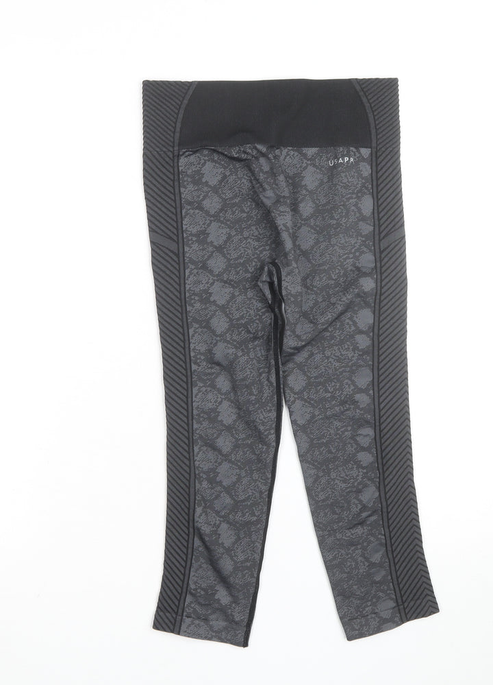 US PRO Womens Grey Seamless Animal Print Gym Leggings Size 8