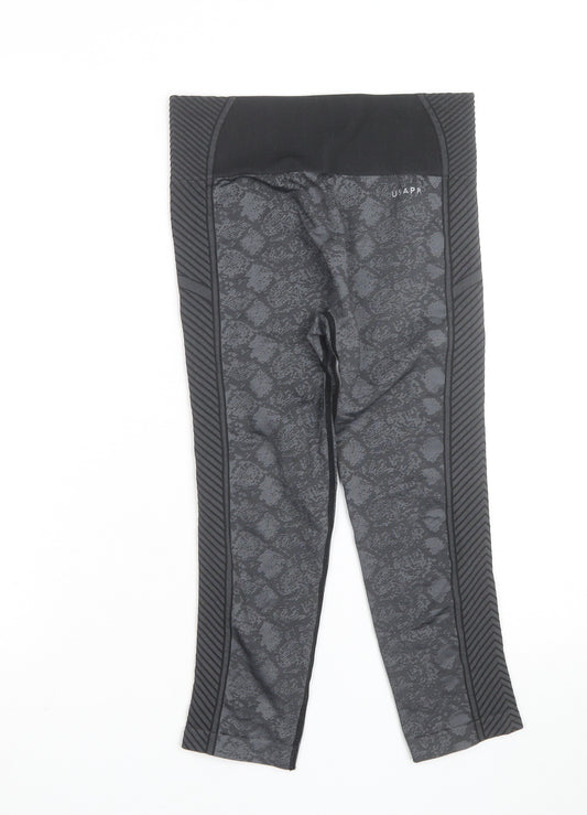 US PRO Womens Grey Seamless Animal Print Gym Leggings Size 8