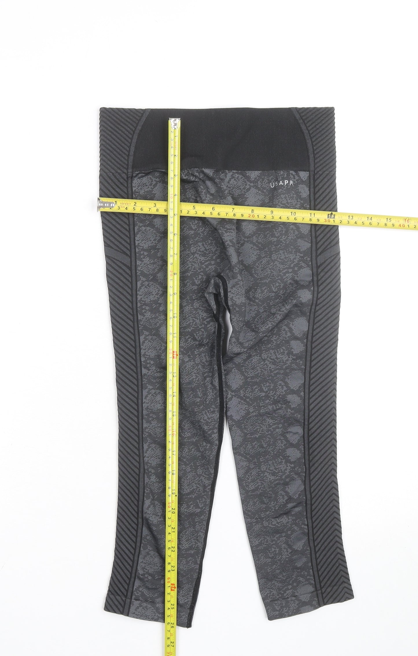 US PRO Womens Grey Seamless Animal Print Gym Leggings Size 8