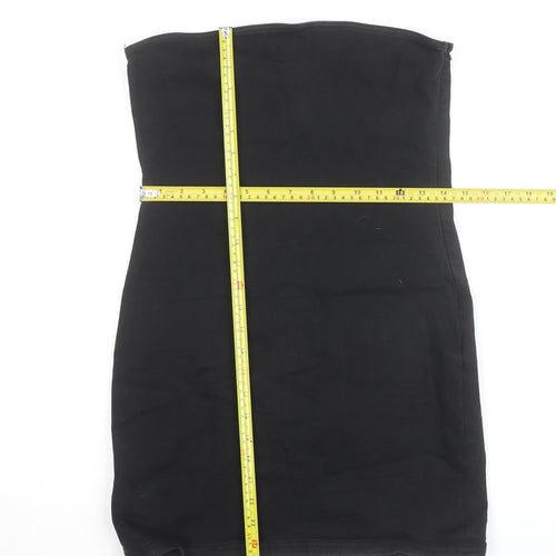 Zara Women Black Strapless Bodycon Short Dress Size 12
