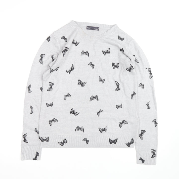 Marks and Spencer Women’s Grey Butterfly Knit Jumper Size 9
