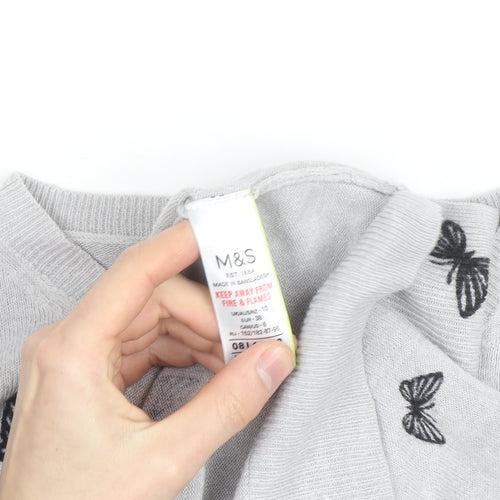 Marks and Spencer Women’s Grey Butterfly Knit Jumper Size 9