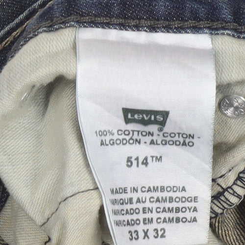 Levi's 514 Men Blue Straight Regular Fit Jeans 33x32 Denim