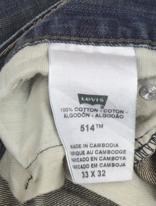 Levi's 514 Men Blue Straight Regular Fit Jeans 33x32 Denim