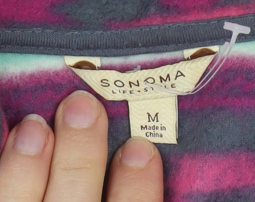 Sonoma Life + Style Women's Multicoloured Fleece Zip Jacket Size M