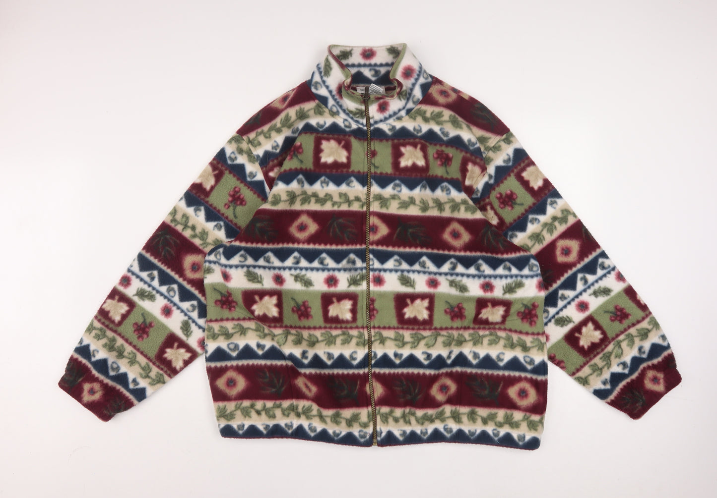 Alfred Dunner Womens Multicoloured Fleece Zip Jacket 2XL Relaxed Fit