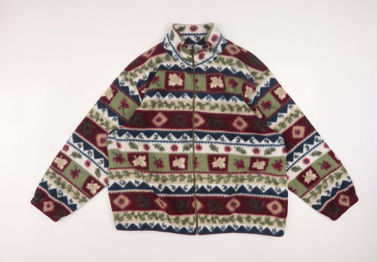 Alfred Dunner Womens Multicoloured Fleece Zip Jacket 2XL Relaxed Fit