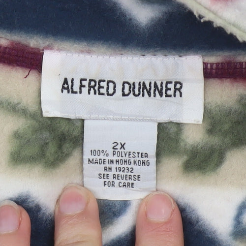 Alfred Dunner Womens Multicoloured Fleece Zip Jacket 2XL Relaxed Fit