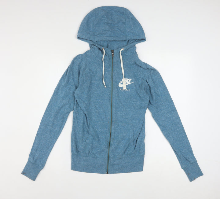 Nike Women's Blue Full Zip Hoodie XS Cotton Blend Just Do It