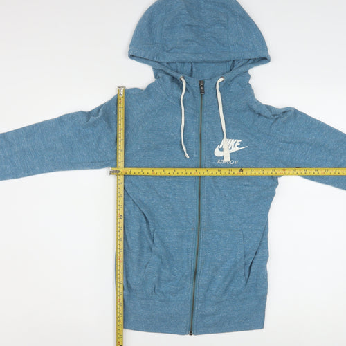 Nike Women's Blue Full Zip Hoodie XS Cotton Blend Just Do It