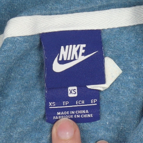 Nike Women's Blue Full Zip Hoodie XS Cotton Blend Just Do It