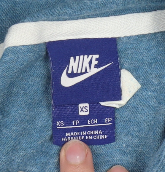 Nike Women's Blue Full Zip Hoodie XS Cotton Blend Just Do It