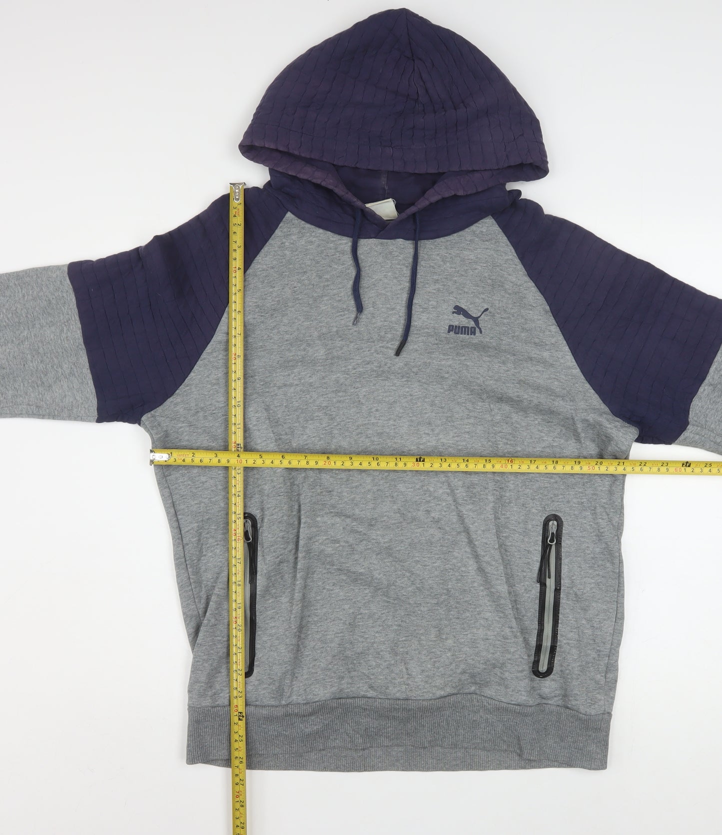 Puma Men's Grey Pullover Hoodie M Lightweight Logo Sportswear