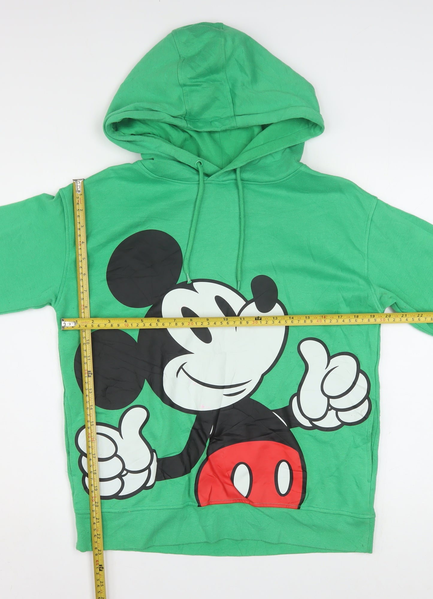 Disney Women Green Mickey Mouse Pullover Hoodie XS Graphic Print