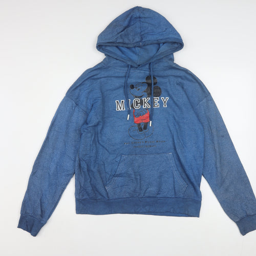 Disney Womens Blue Mickey Hoodie XS Cotton Blend Pullover